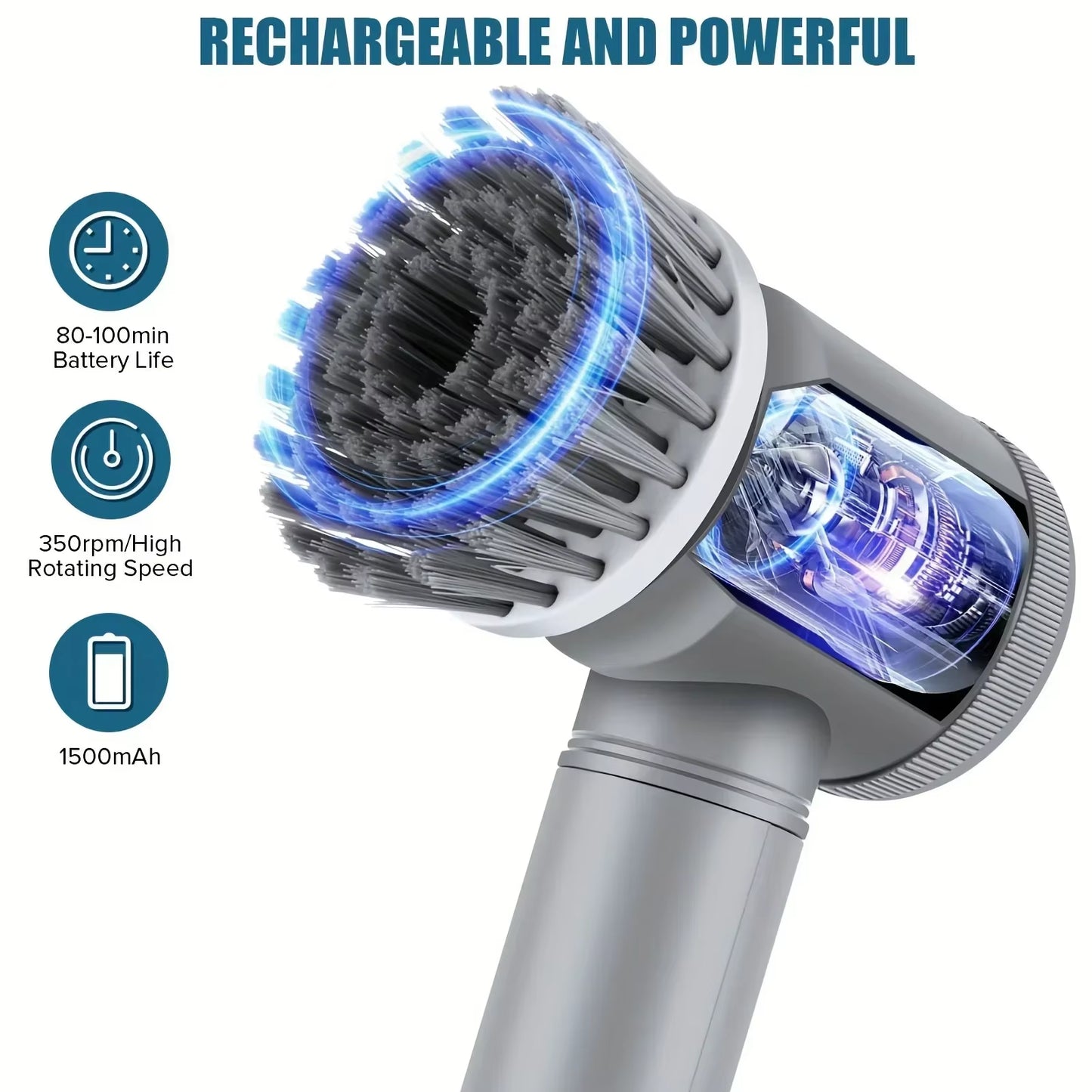 Electric Spin Scrubber Cordless Spin Scrubber with 6 Replaceable Brush Heads Electric Cleaning Brush Cleaning Tools